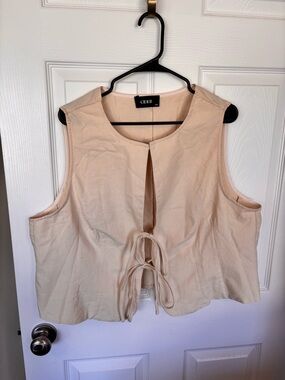 Cider Cream Tie-Front Sleeveless Crop Top